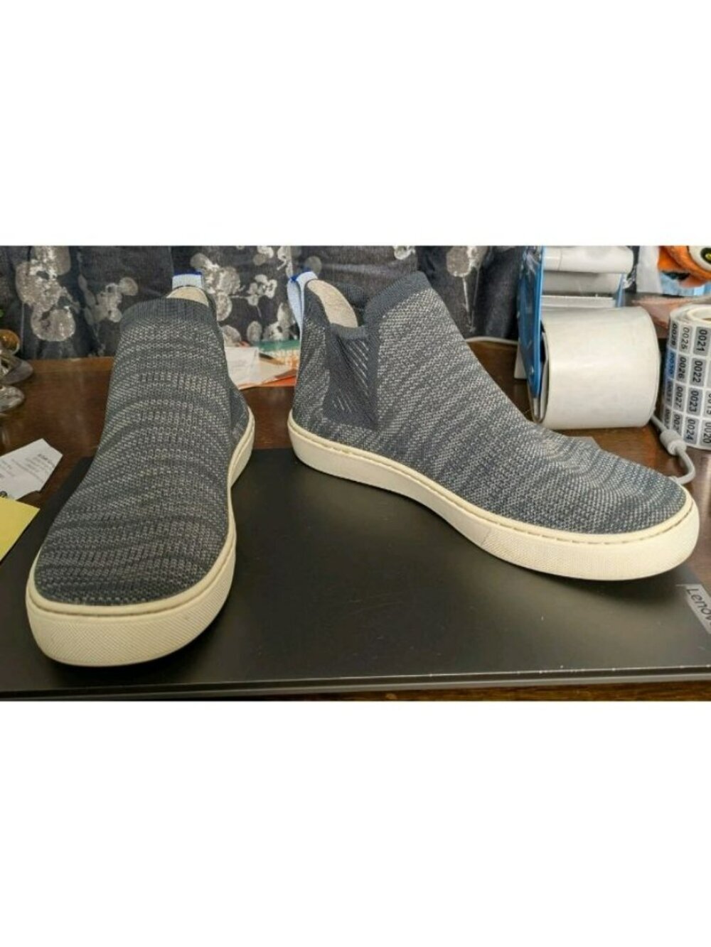 ROTHY'S THE CHELSEA ANKLE BOOT KNIT HIGH TOP SNEAKERS Graphite Melange Sz 8.5